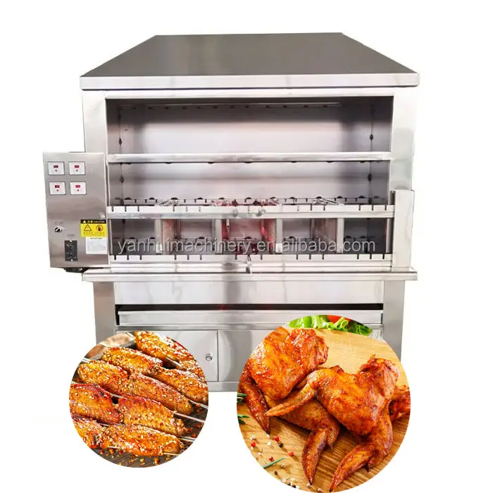 Churrasqueira automática comercial grande de aço inoxidável chinesa para churrasco churrasqueira a carvão para restaurante