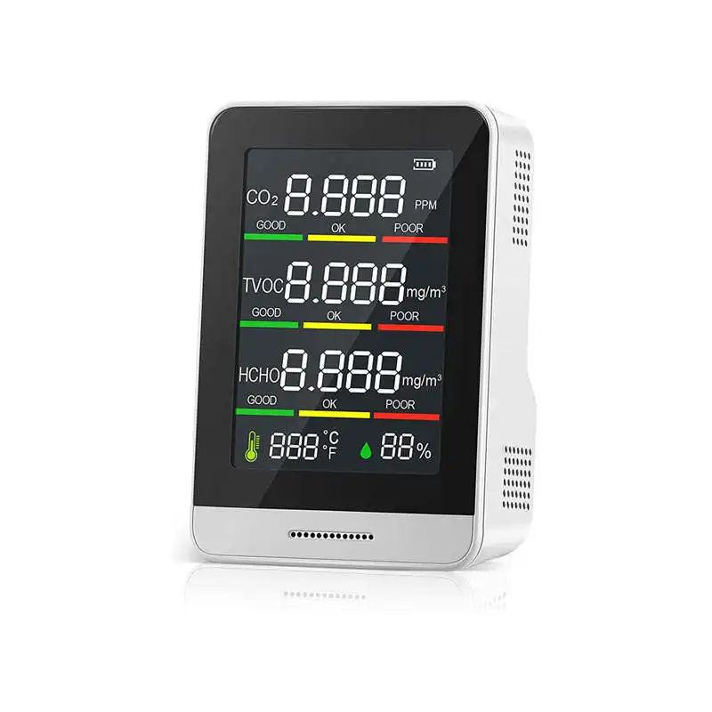 Detector de Co2 TVOC HCHO para interior, medidor de temperatura y humedad, detector portátil de calidad del aire, monitor de Calidad Ambiental
