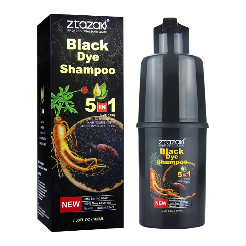 Ginseng teinture des cheveux couleur shampooing couvert cheveux blancs coloration à base de plantes crème de teinture pour les cheveux