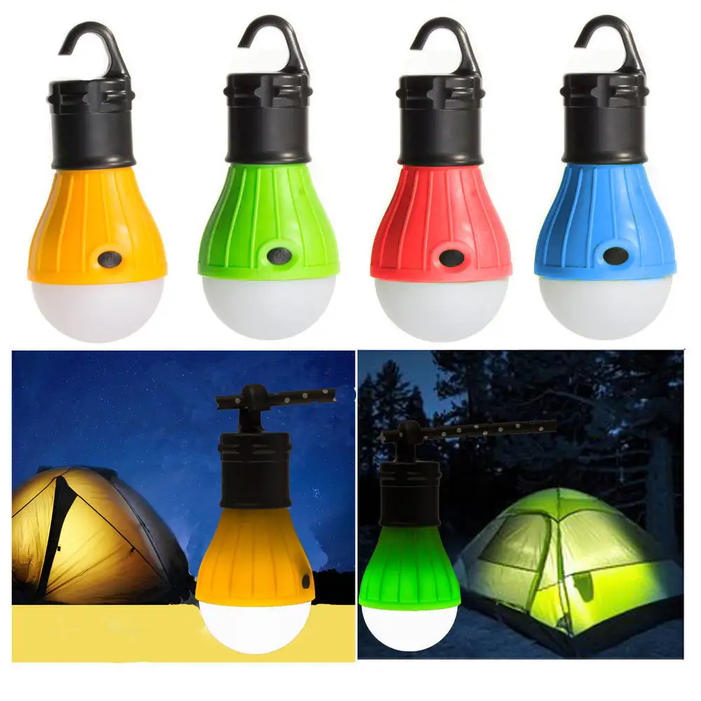 3 LEDS Camping Light Mini Portable Lantern Tent Light Bulb Camping Lamp Waterproof Hanging Hook Flashlights Emergency Light