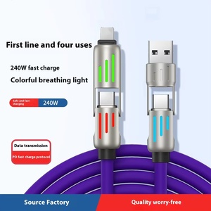 Super Fast 4-in-1 Charging USB-C Cable RGB Colour LED Data Cable for Laptop Tablet Android &amp; IOS Devices - Product Image 2