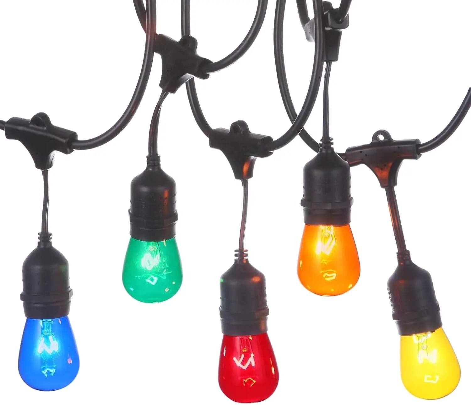 다채로운 S14 LED 전구 휴일 정원 장식 스트립 램프 야외 파티오 문자열 조명 방수 25FT
