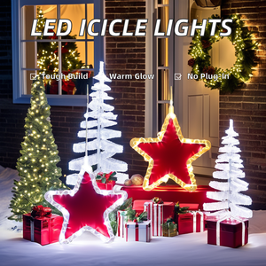 Outdoor Battery Operated Christmas <strong>LED</strong> Icicle <strong>String</strong> Lights IP65 Star Moon Snowman <strong>Snowflake</strong> Decorations for Party Festivals - Product Image 2