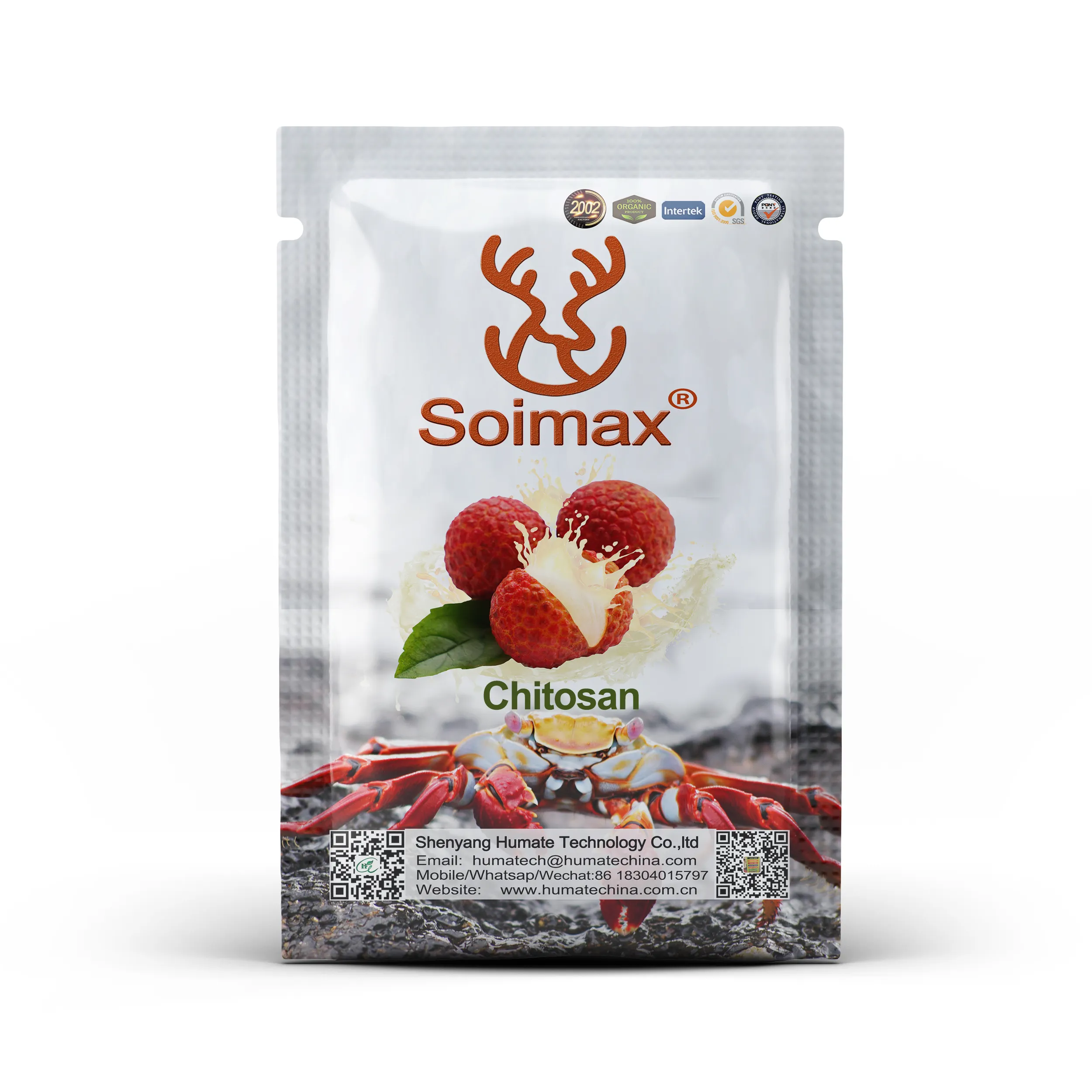 Soimax-Polvo de grado agrícola SY8000, fertilizante de quitosan Soluble en agua a granel con carcasa de cangrejo, quitina, oligosacárido, en venta