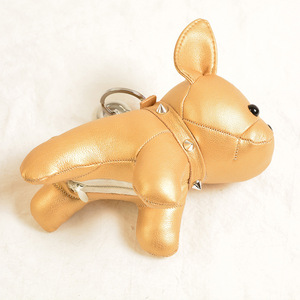 高級革フレンチブルドッグキーホルダー飾りかわいい子犬キーホルダージュエリー女性チャームバッグアクセサリー女の子のおもちゃホリデーギフト