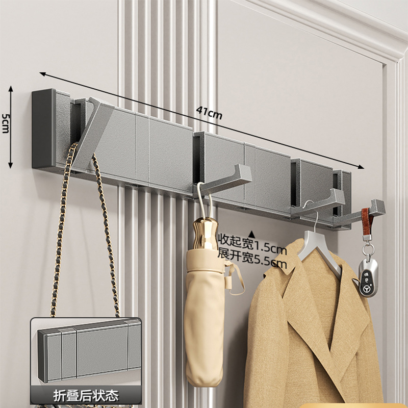 Aluminum Folding Concealed Hook Set - Gunmetal Gray 6 Hooks