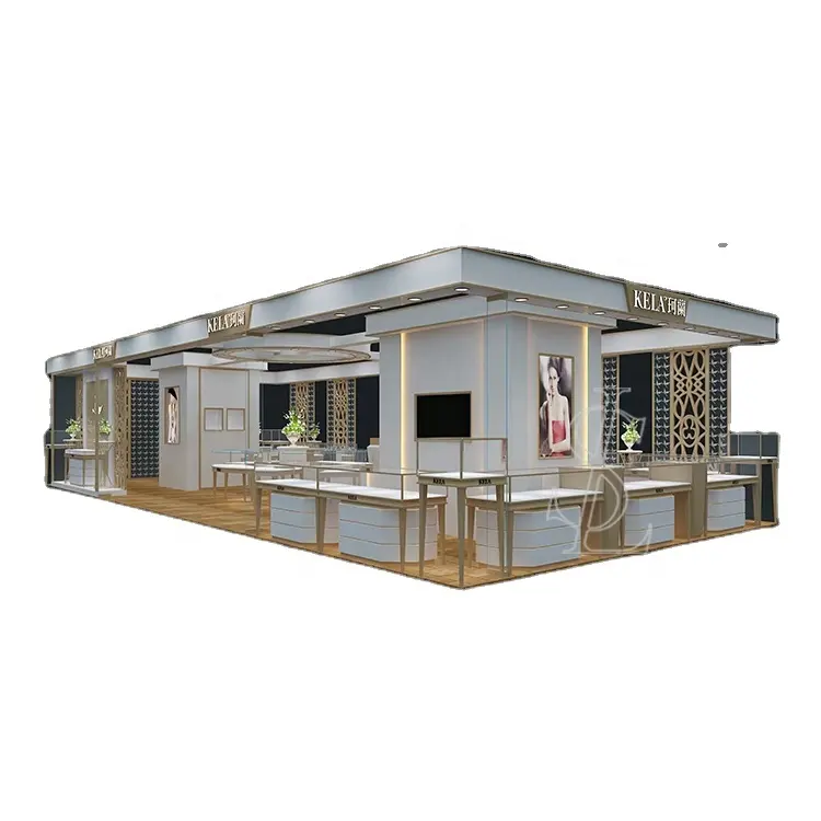 Vitrine de kiosque de bijoux d'occasion en verre de centre commercial pour la conception de meubles de bijouterie