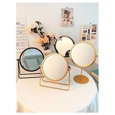 Specchio da trucco con vassoio-specchio da trucco da tavolo a doppia faccia con ingrandimento 1x/2x e Base in resina-per bagno, camera da letto
