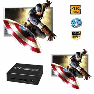 3x2 HDMI Matrix Switch 4K @ 60HZ 3 in 2 aus HDMI HD Switcher/Splitter, mit SPDIF und 3,5mm Audio Extractor
