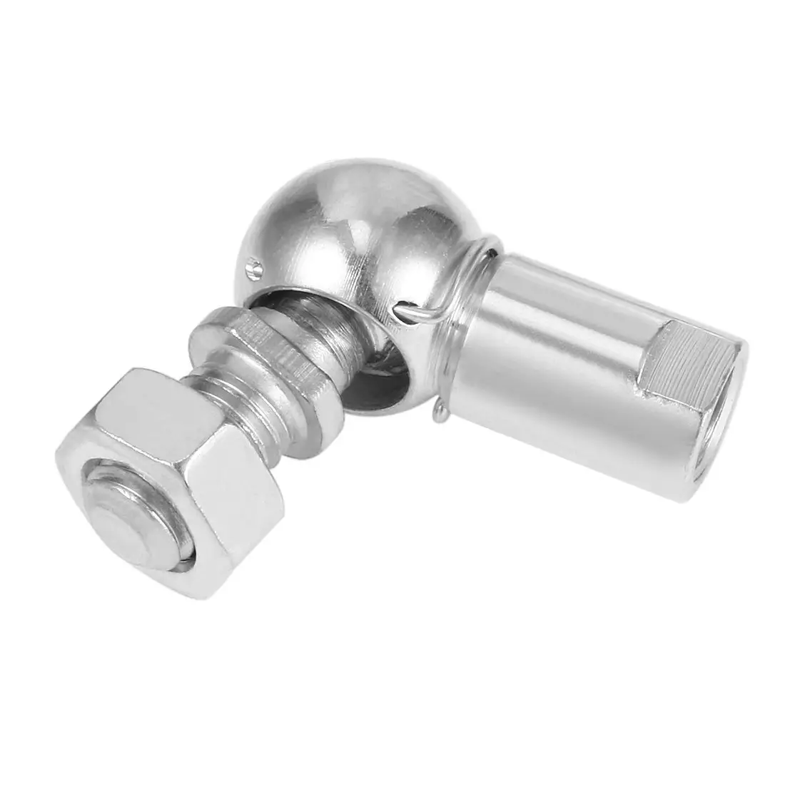 DIN71802-CS-16-M10, Angle Ball Joints, Right Hand, With Threaded Stud and Safety Clips, Carbon Steel, Zinc Plated