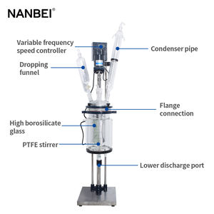 Navire de traitement de <span class=keywords><strong>biodiesel</strong></span> de laboratoire de mélangeur de réacteur en verre revêtu avec agitation - Product Image 3