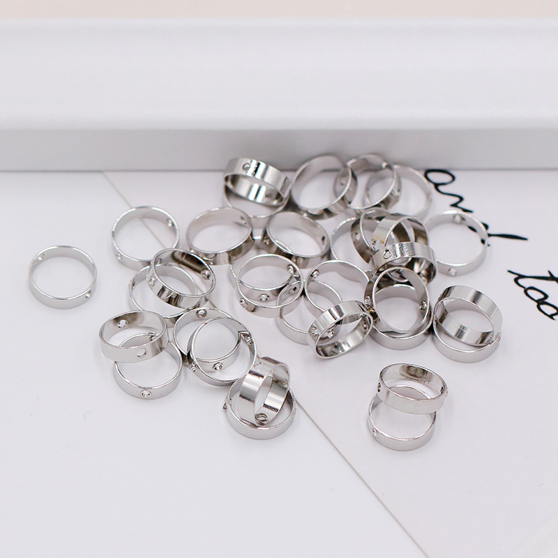 Platino genuino, anillo de cobre con doble agujero para abalorios.