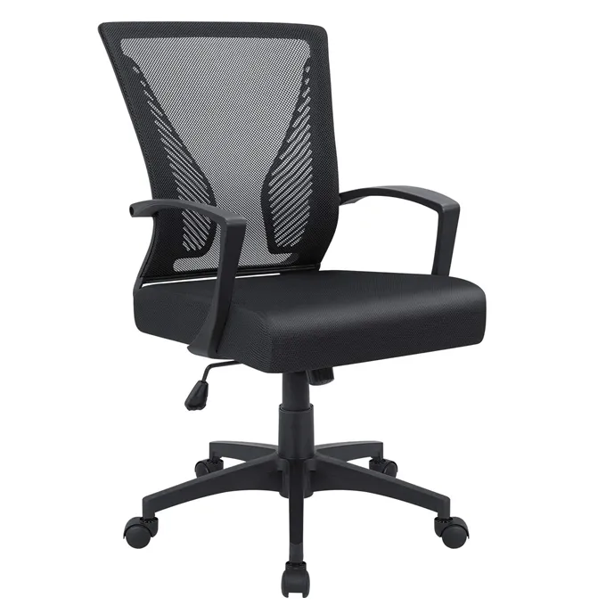 Sedia ergonomica per l'home Office sedia da scrivania con supporto lombare girevole con schienale medio, sedia ergonomica in rete per Computer con braccioli