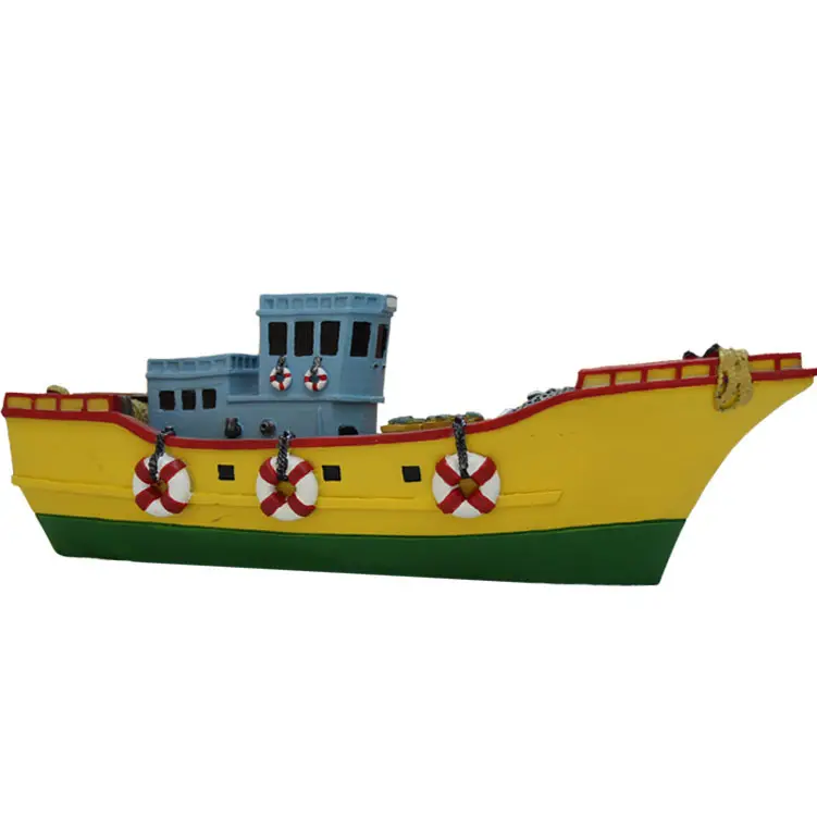 Figurita de barco de pesca, barco pirata de poliresina, decoración del hogar de resina, tamaño personalizado, Animal náutico
