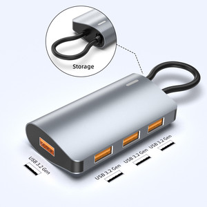 铝合金4端口超高速USB 3.2 Gen集线器，带发光二极管USB扩展适配器，适用于电脑Mac - Product Image 2