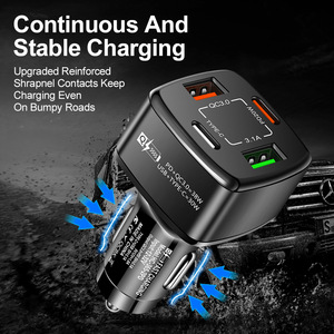 New Arrival <strong>38W</strong> 4 Port Car <strong>Charger</strong> QC3.0 PD Quick Adapter Double Type-C Ports Super Fast Charging for iPhone Samsung Huawei OPPO - Product Image 4