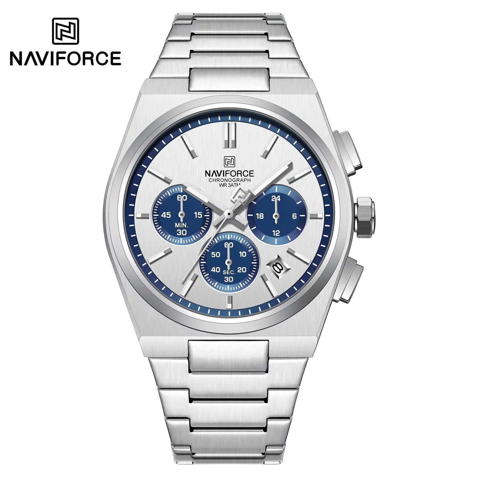 9 quadrante bianco scala blu - Orologio da uomo