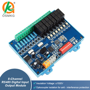 Oshangming 8 Entrada 8 Placa de salida de relé 12V/24V 5A Módulo de relé RS485 Modbus Rtu PLC Placa de expansión IO para luz - Product Image 3