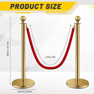 ステンレス鋼支柱ポストキュー赤いベルベットロープ赤いカーペットロープ群衆制御バリア - Product Image 3