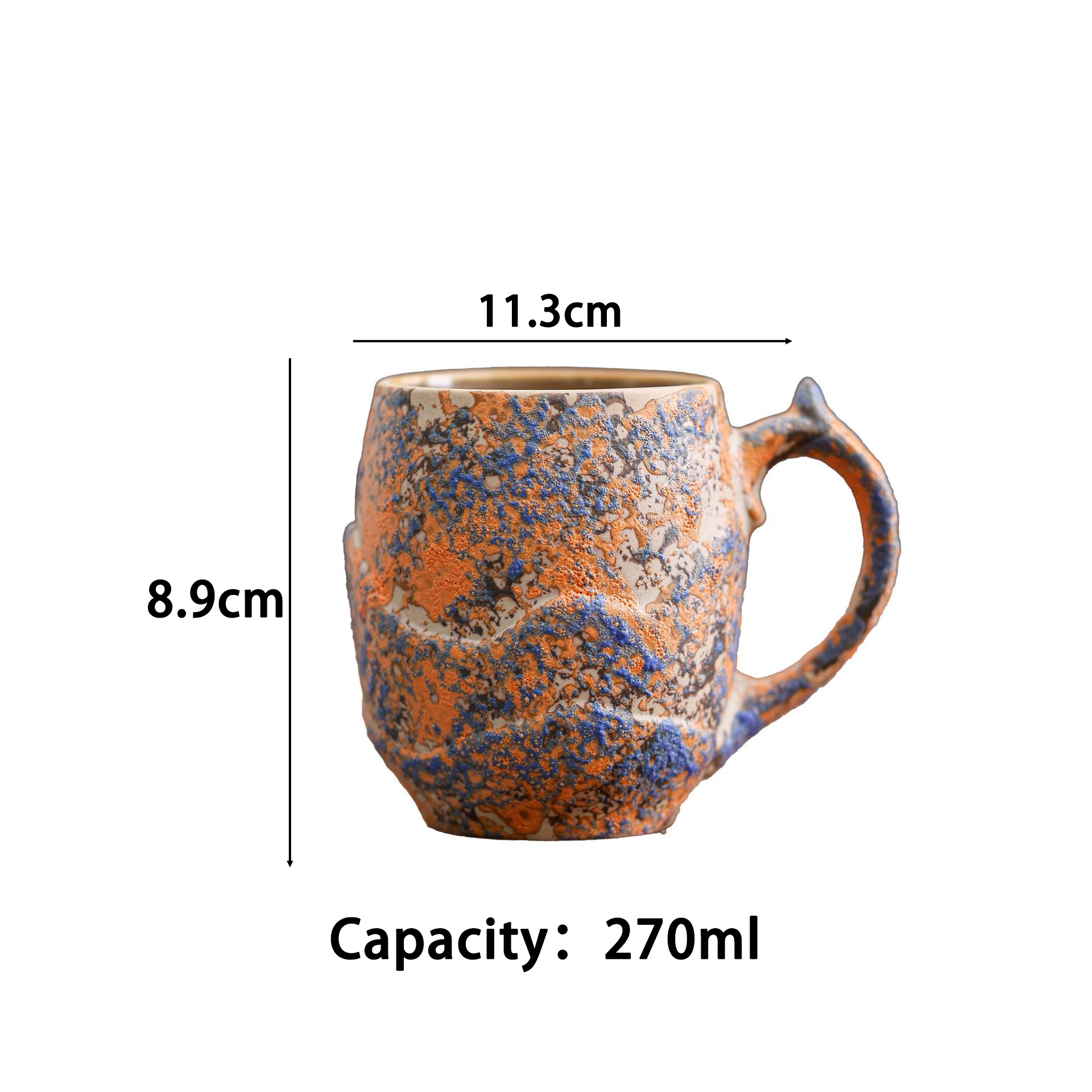 Taza de montaña azul y colorida