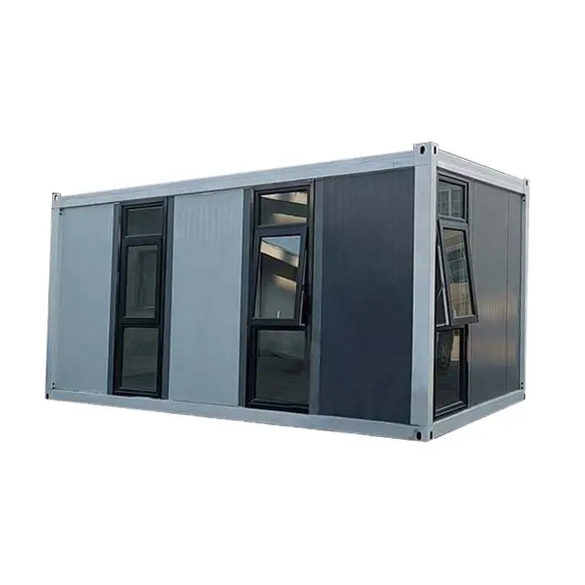 Casa de contenedor de cabina de vidrio prefabricada, diseño moderno personalizable, apilable y extraíble, estructura de acero a prueba de hurones