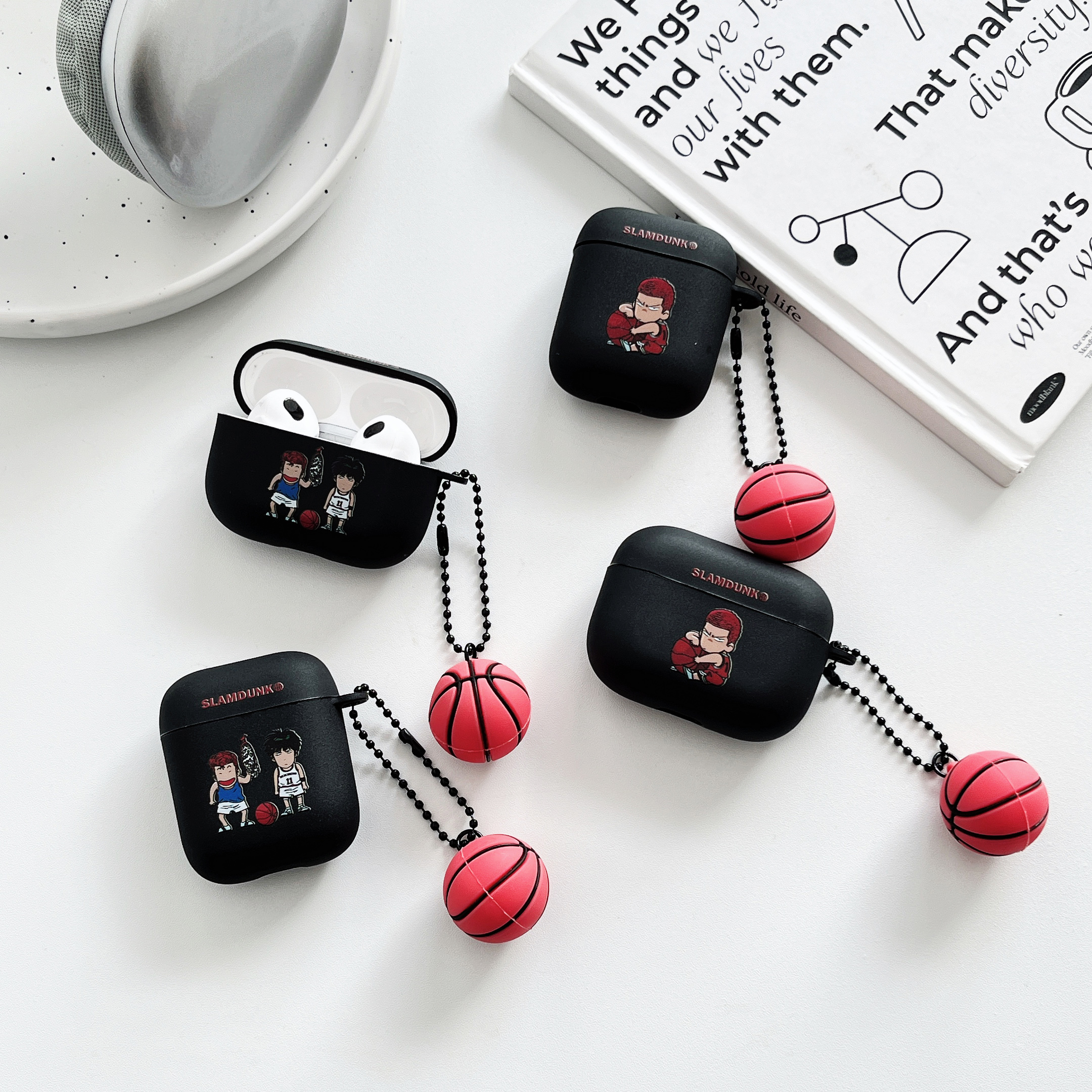 ballon de basket noir pour airpods 3 2 pro