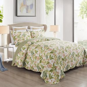 Bán Buôn Màu Xanh Lá Cây Lá Và Hoa Đảo Ngược Mềm Nhẹ Khăn Trải Giường Trải Giường Cho Tất Cả Các Mùa - Product Image 2