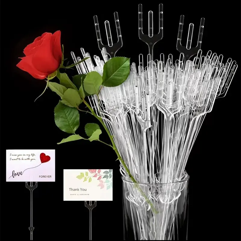 AIDA Flower Bouquet inserimento porta carte bastoni 80 pz/borsa fiori di plastica biglietti di auguri bastoncini porta carte di fiori