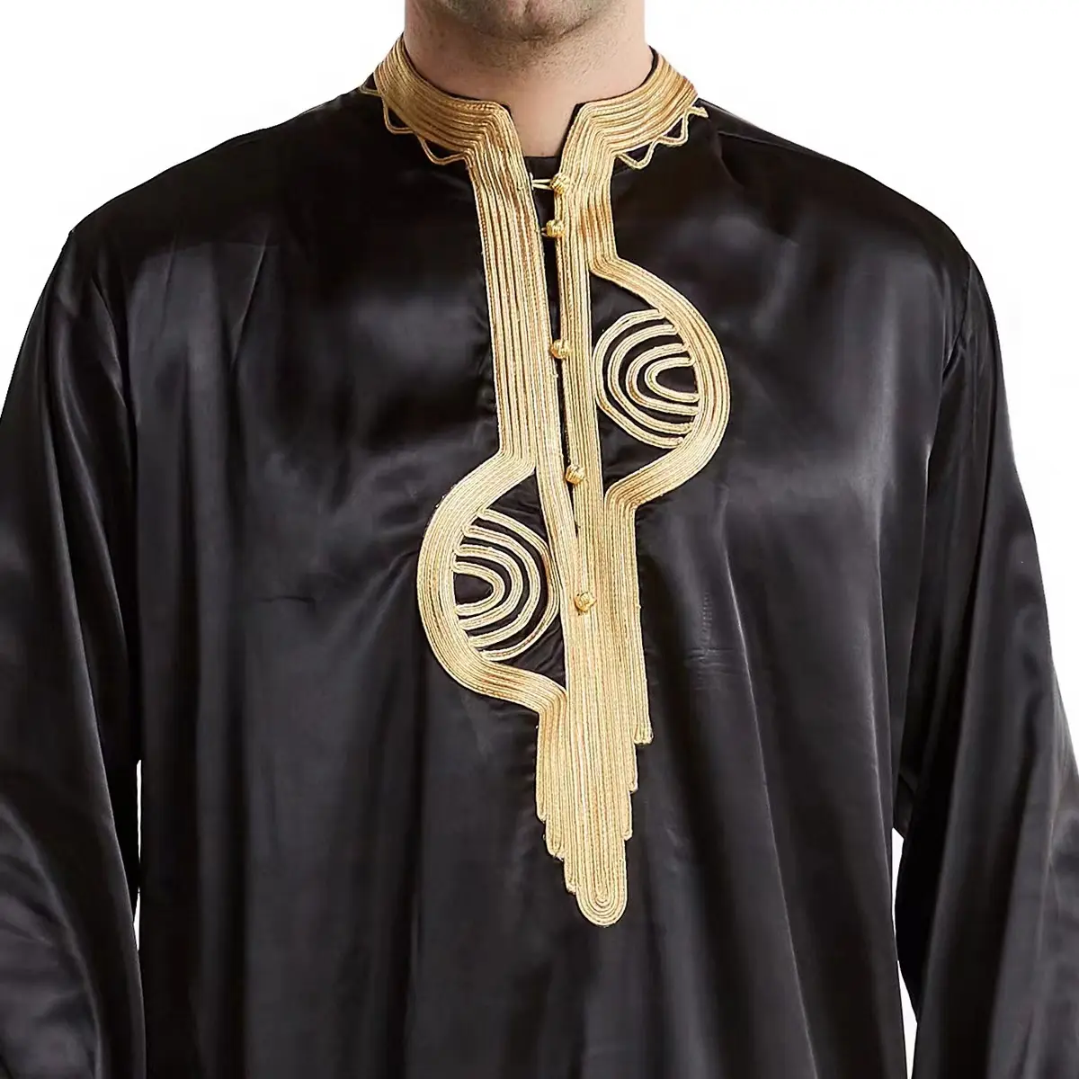 Klasik arapça standı yaka müslüman erkekler suudi Kurta Kaftan Abaya Maxi etnik Thobe islam giyim