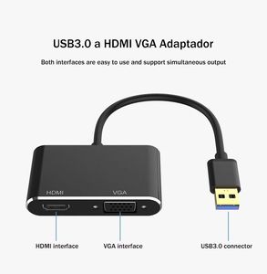 Cable adaptador USB 3,0 HDM VGA USB3.0 multipuerto pantalla de salida Dual 1080P convertidor de Audio y vídeo par trenzado PVC para Monitor