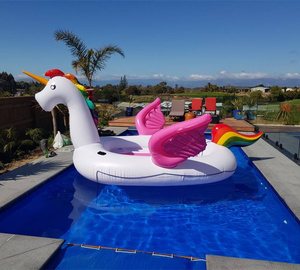 Big 6 Personen Party Schwan Flamingo Regenbogen Einhorn Aufblasbarer Pool Float Island Raft für Party