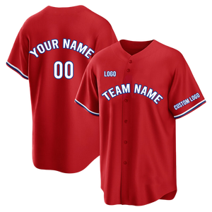 Wholesale Jerseys Customized Philadelphia US Team White-Red Stripes Button Style Custom Cheap Stitched Baseball Jersey - Product Image 3