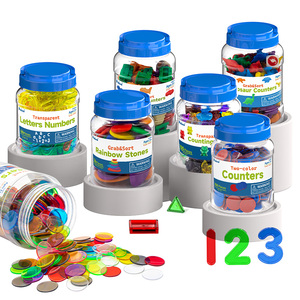 Juego de Mini tarros sensoriales, contadores de juegos translúcidos, juego de números, bloques de patrón para aprender a contar, clasificación de colores y secuenciación - Product Image 1