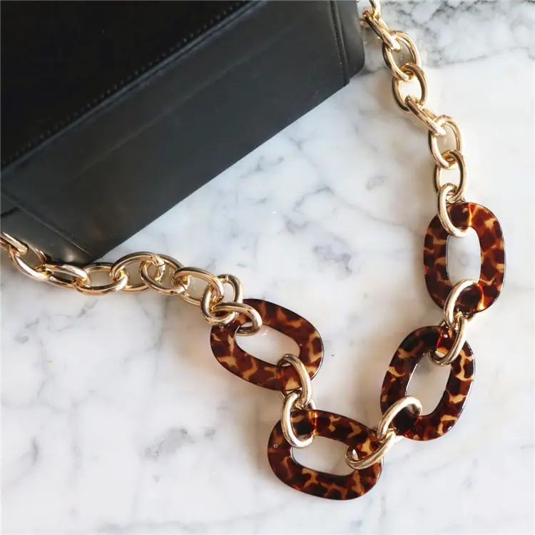 Collar de cadena de Metal grueso hecho a mano, cadena cuadrada de aluminio delgada para bolsos, accesorios de correa
