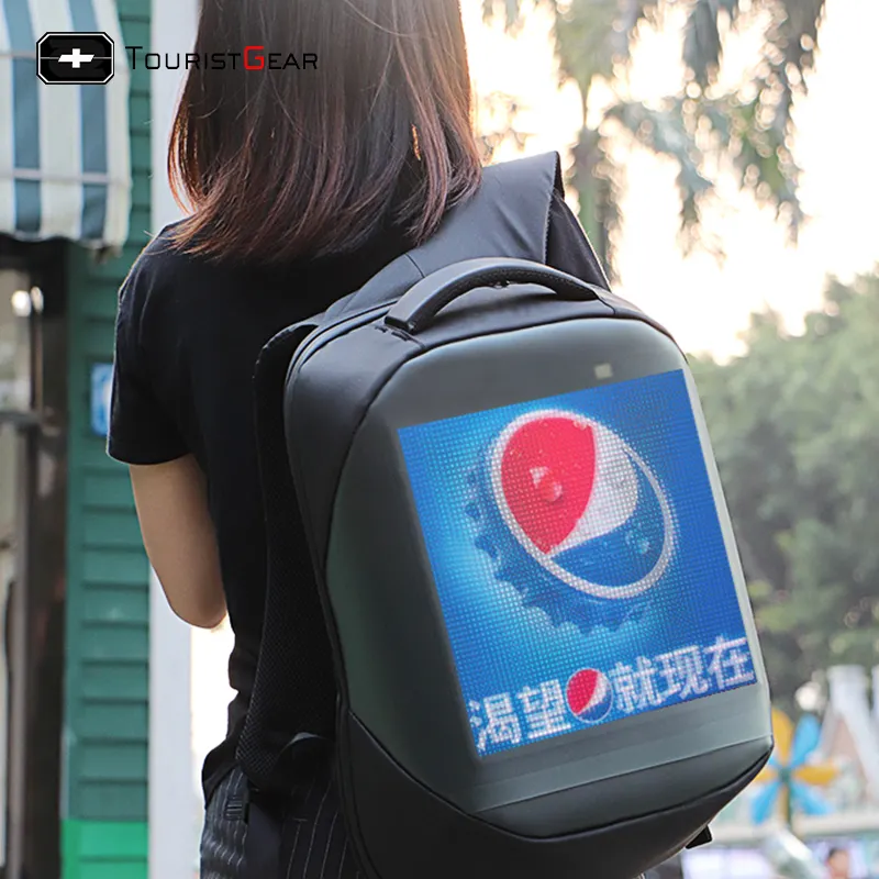 Durable trendy cool custom smart backpack bag advertising backpacks LED screen bags for fashion person factory manufacturer