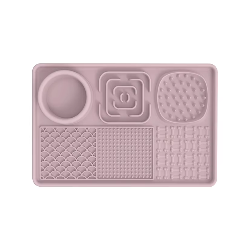 Tapis à lécher rectangulaire rose