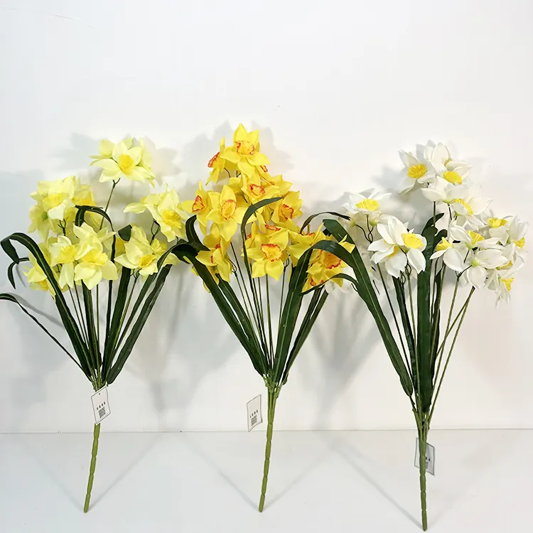 K-0422 Свадебные украшения для дома Искусственные цветы нарциссы белые и желтые полиэтиленовые нарциссы Искусственные цветы