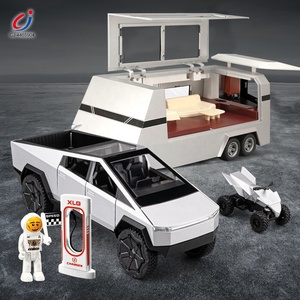 Chengji電動ピックアップトラックおもちゃ<span class=keywords><strong>1</strong></span>: 28ダイキャストrvプルバックサイバートラックキャンプ車ピックアップトラックとトレーラーおもちゃ