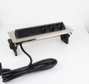 Multienchufes de escritorio eléctrico OEM con 3 salidas y cargador USB Enchufes montados al ras de mesa Enchufe emergente de escritorio - Product Image 4