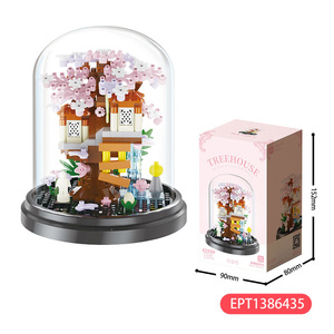 EPT 240個子供STEM教育神秘的な紫色の花のビルディングブロッククリエイティブDIYプラスチック花のおもちゃセット透明
