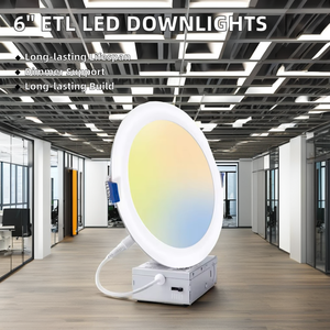6-Inch ETL Dimmable CCT <strong>LED</strong> Recessed Down Lights Modern Design Spot Light with Aluminum Finish 12W Power IP44 Rating - Product Image 2