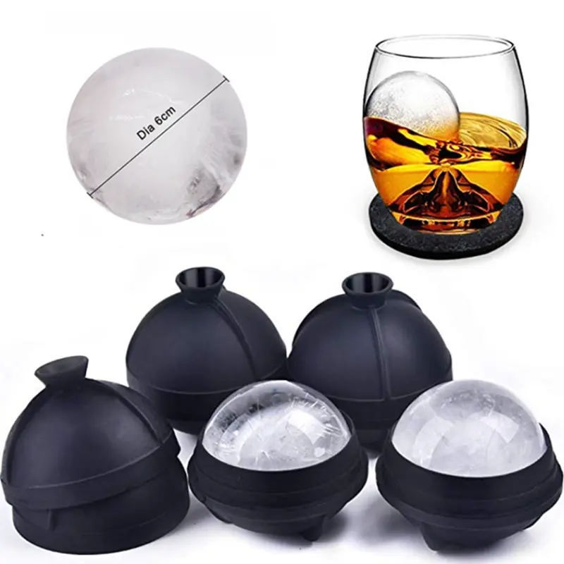 Bandejas de cubo de silicona reutilizables para Hacer bolas de hielo moldes de cubo para cócteles esfera whisky fabricante de bolas de hielo grande