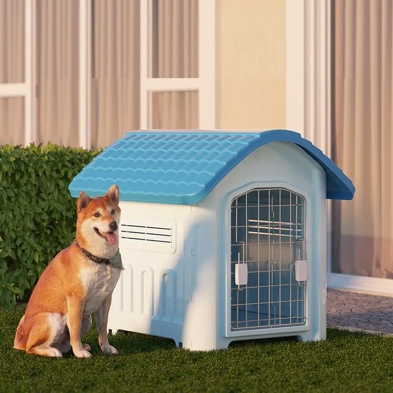 Thời trang 2023 nhựa nhà chó ngoài trời lớn có thể tháo rời không thấm nước chó cũi với cửa sắt