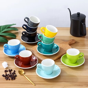 Klasik lale şekilli espresso kahve kupa 80ml fincan ve çay tabağı seti özelleştirilmiş yeniden kullanılabilir seramik bardak - Product Image 1
