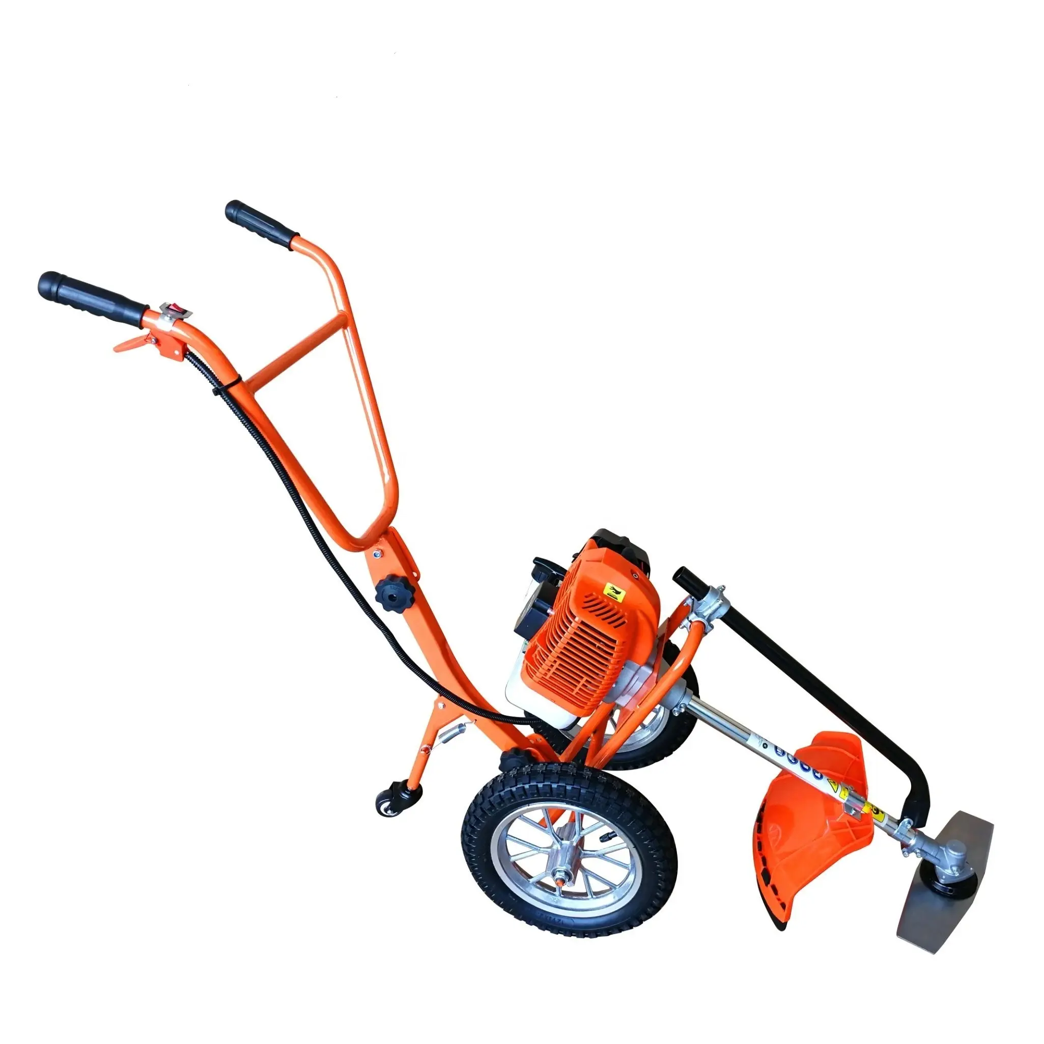 Home Garden Lawn Mower Two Wheel Hand Push Brush Cutter 2-Stroke, Single Cylinder, Forced Air Cooling