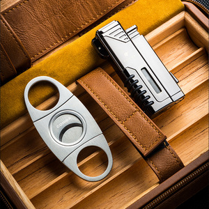 רב תכליתי ונייד עדין סיגר <span class=keywords><strong>Humidor</strong></span> עם סיגר אביזרי עור סיגר מקרה