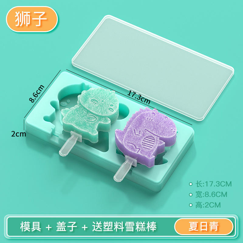 Dinosaur cyan blue with lid +3 ice cream sticks