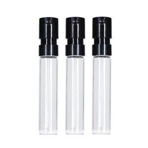 Küçük 2ml 2.5ml doldurulabilir cam flakon düz şekli için deneme parfümü ekran baskı yüzeyi siyah ve beyaz sprey şişe - Product Image 2
