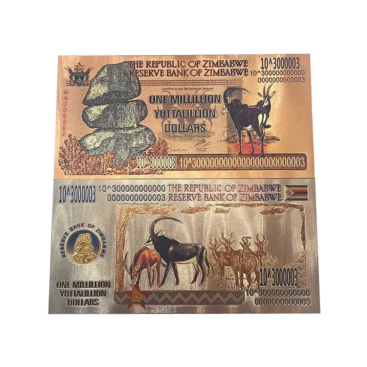 Uv Afdrukken Van Een Mililuion Yottalillion Dollars Zimbabwe Bankbiljet Verguld Folie Bankbiljet Voor Inzameling