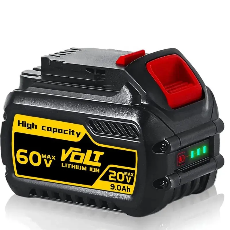 Pabrik grosir DCB606 20V 60V 9.0Ah Lithium-ion Max Flexvolt baterai dengan indikator LED untuk Dewalt Power tool Drill DCB609